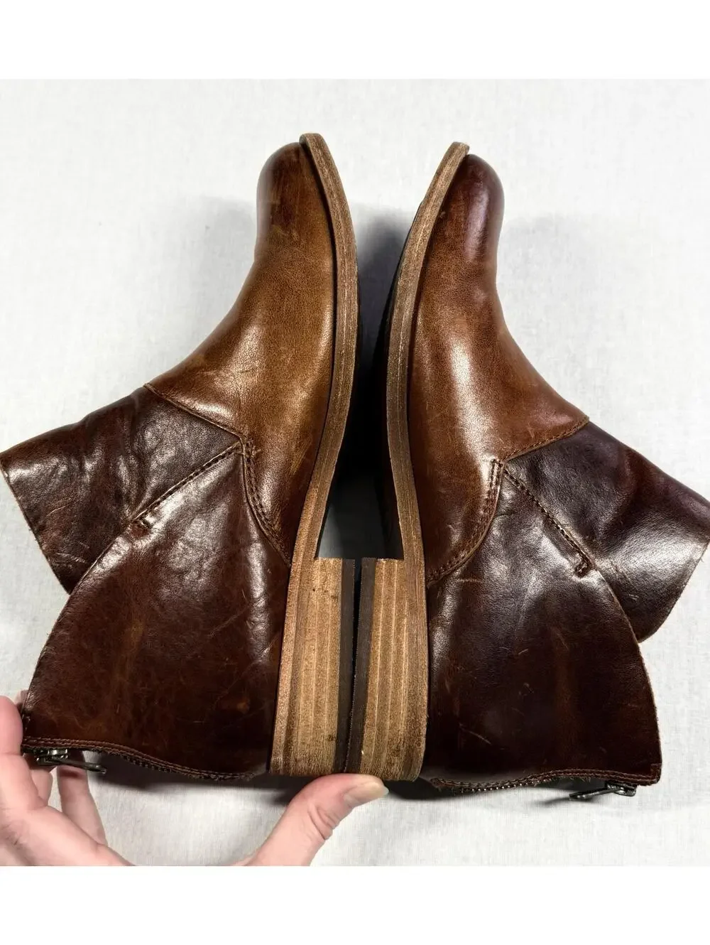 Kork-Ease ‘Ryder’ Leather Ankle Boots Women‎ Sz 8.5 Brown Rum Boho Booties
